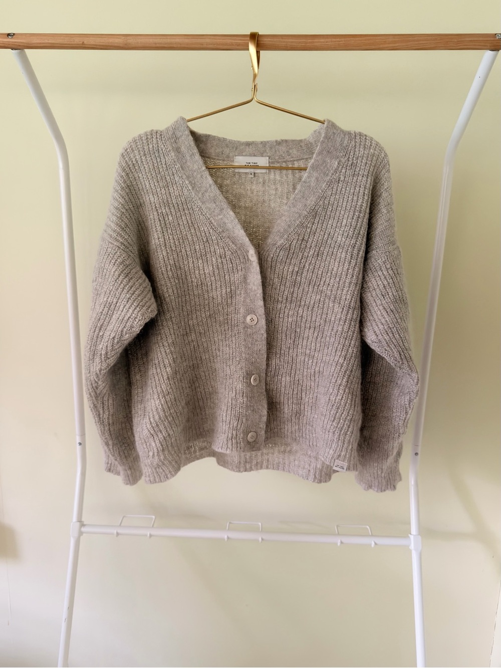 The Tiny Big Sister Ribbed V-Neck Button Cardigan Sweater
